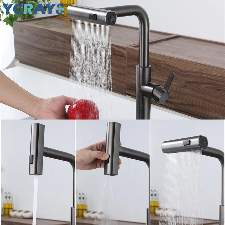 Ycrays kitchen tap - Modern style with 360° rotation and pull-out spray function