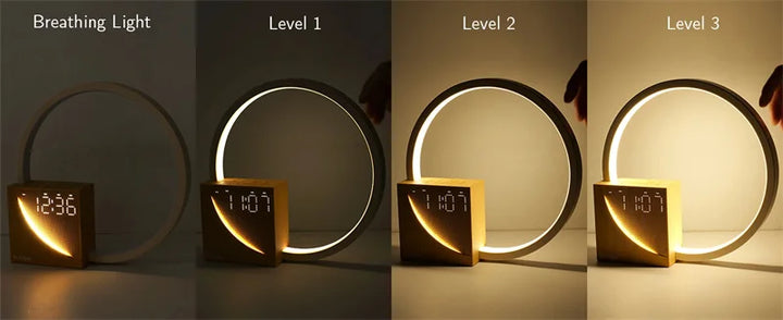 Bedside Lamp Touch Table Lamp Night Lights With Natural Sounds Desk Lamp With Alarm Clock Touch Control 3 Levels Brightness