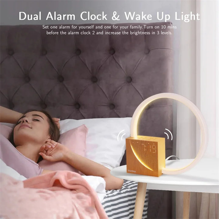 Bedside Lamp Touch Table Lamp Night Lights With Natural Sounds Desk Lamp With Alarm Clock Touch Control 3 Levels Brightness